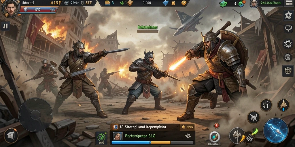 Tampilan gameplay menakjubkan dalam pertempuran strategi SLG.