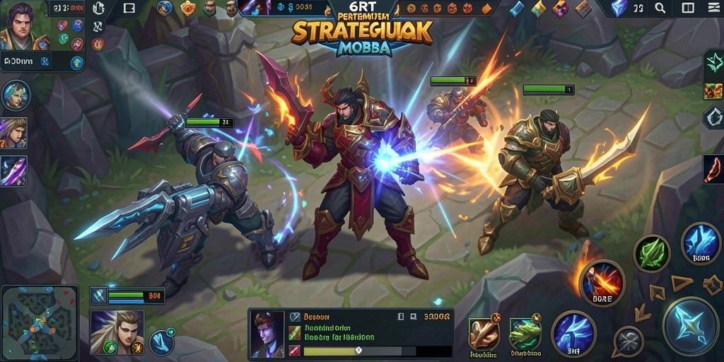 Tampilan gameplay seru di 6RT dengan aksi MOBA yang intens.