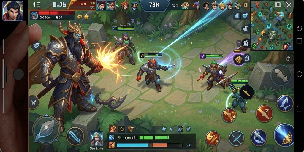 Tampilan gameplay dinamis dalam 73K dengan strategi SLG yang mendalam.