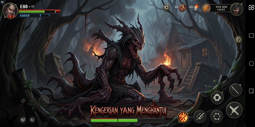 Screenshot E88 menampilkan suasana mencekam saat gameplay berlangsung.