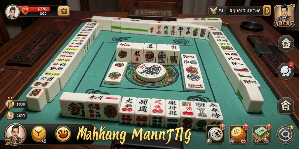 Screenshot gameplay RT99 yang menampilkan keindahan desain ubin Mahjong.