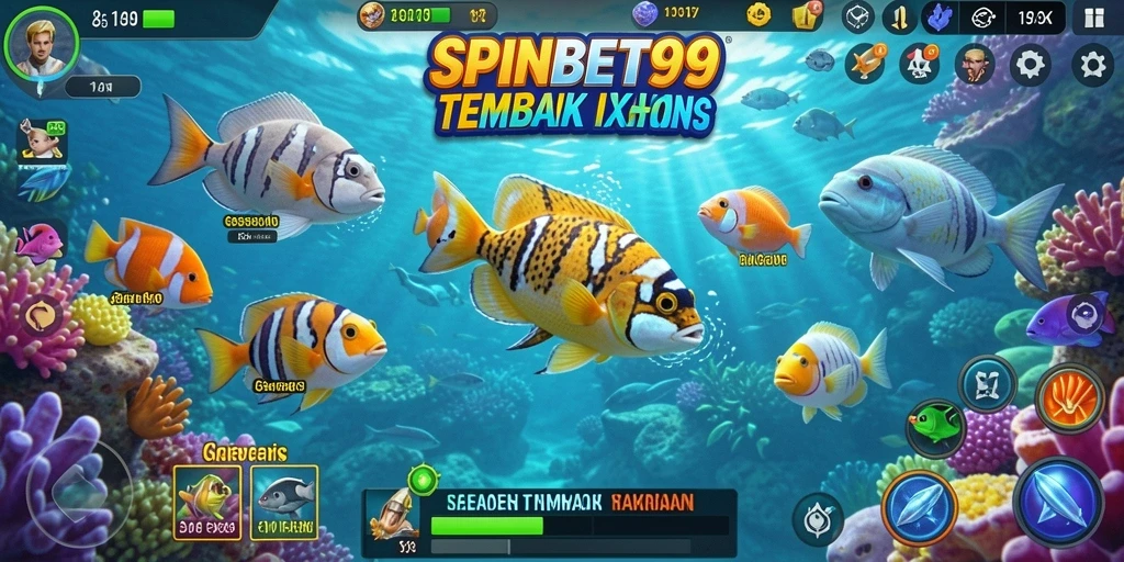 Tampilan gameplay SPINBET99 dengan aksi Tembak Ikan yang seru.